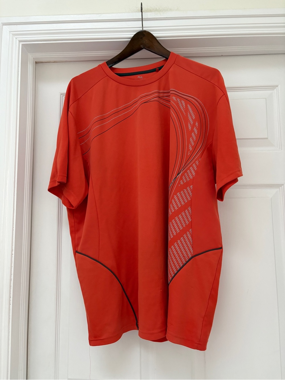 Fila Orange Short Sleeve Athletic Tee with Gray Accents plus size